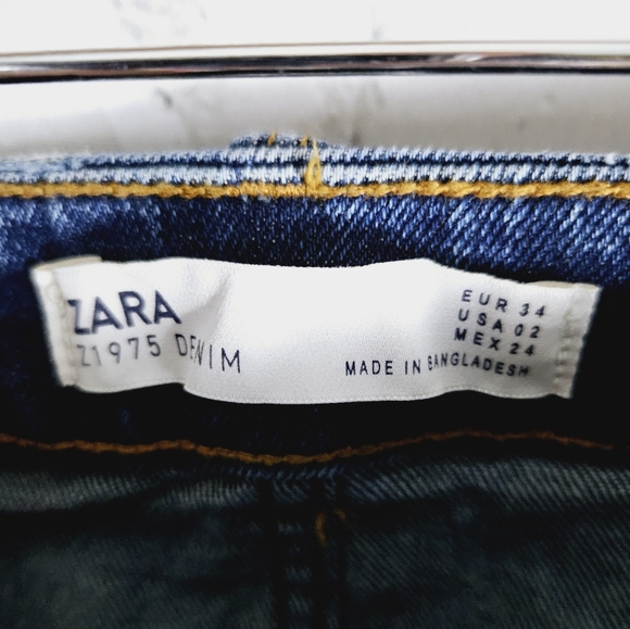 ZARA | Z1975 denim mid rise skinny frayed/raw hem jeans - Picture 10 of 11